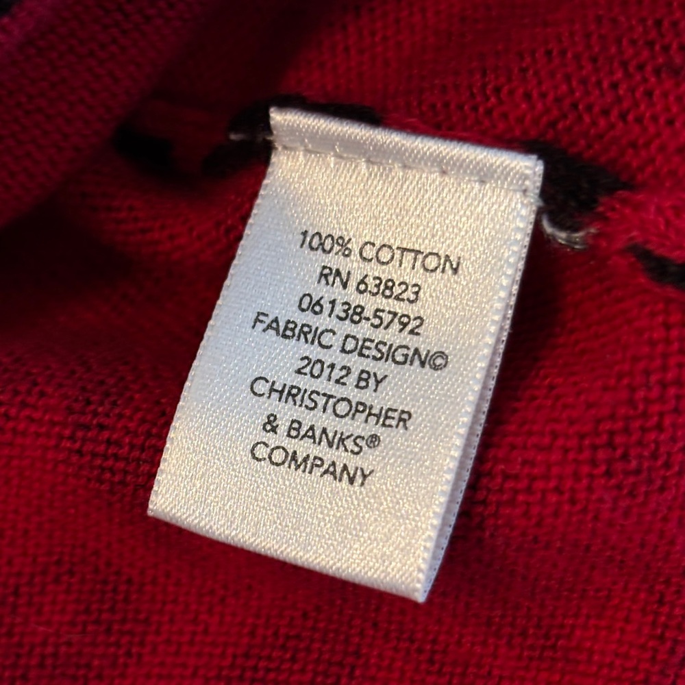 Christopher & Banks Damask Floral Cardigan Women’s XL Red And Black Button Up - Picture 6 of 10